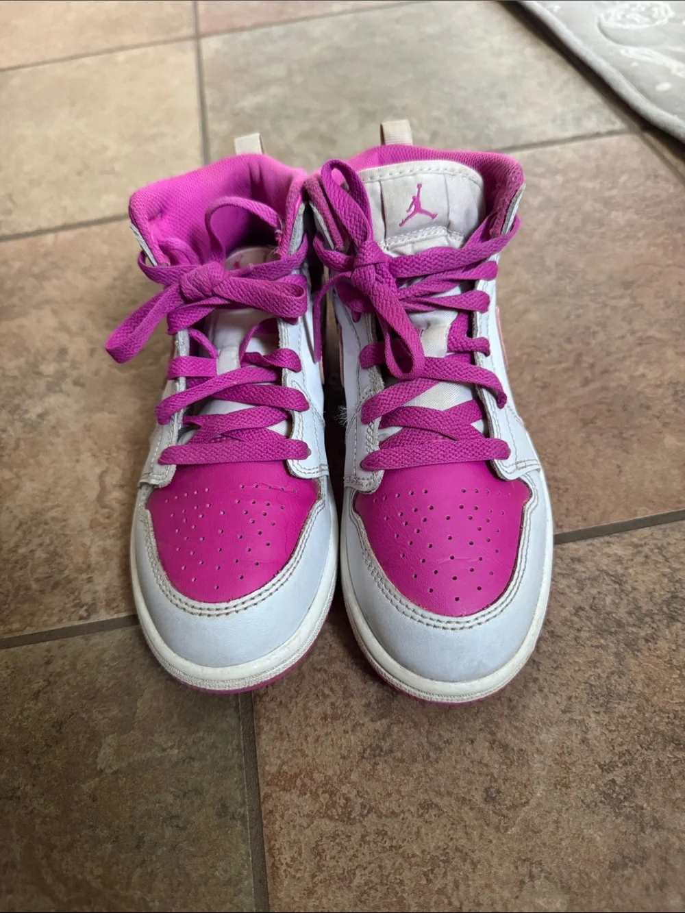 Nike Kids Pink and White High-Top Sneakers